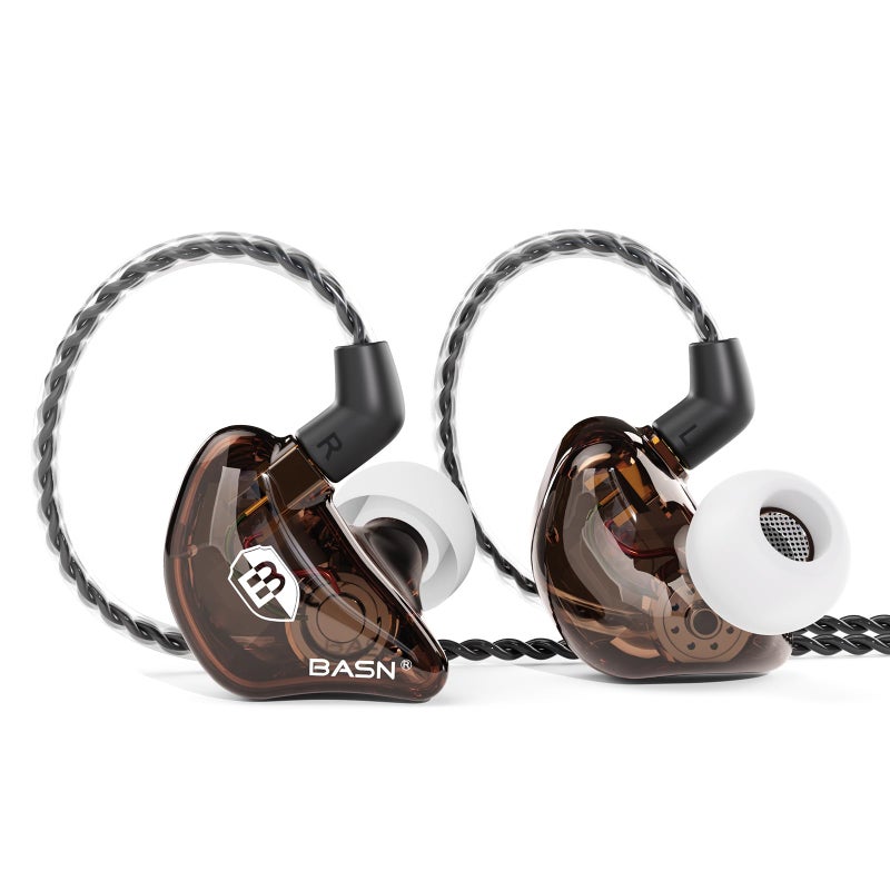 BASN Bsinger BC100 in Ear Monitor Headphones Universal Fit Noise Isolating IEM Earphones for Musicians Singers Studio Audiophiles (Brown) - Image 1